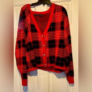 Shein curve 3x plaid crop cardigan